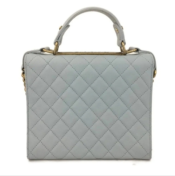 CHANEL Light Blue Quilted Lambskin 2 Way Shoulder Handbag Lambskin Leather - Picture 2 of 9